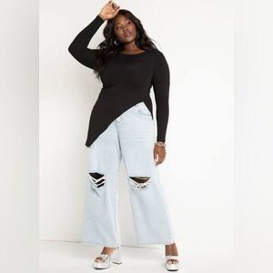 NWT Eloquii Green Ribbed Knit Top 18/20